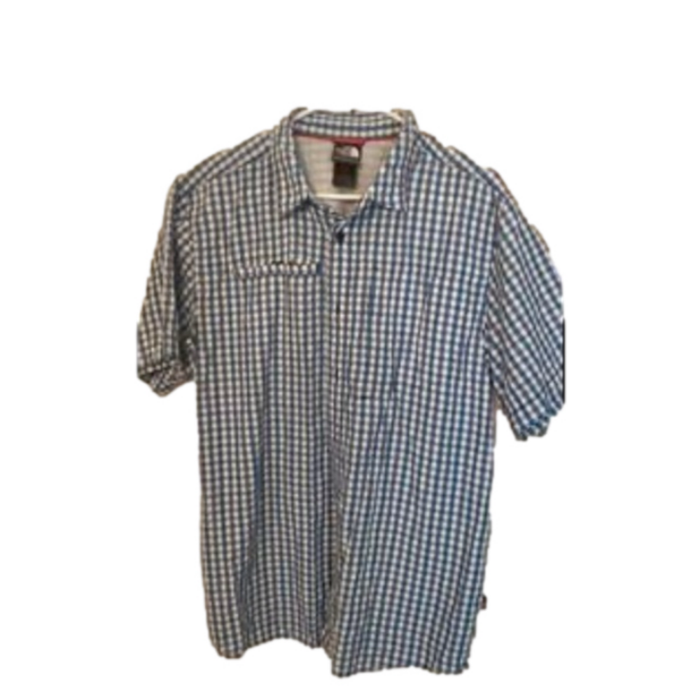 EUC The North Face Short Sleeve Plaid Button Down Shirt Men's Large